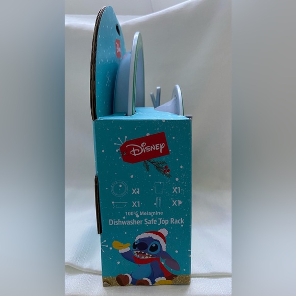 Disney Stitch 5pc Christmas Holiday Kids Melamine Dinnerware Set NEW - Picture 3 of 3